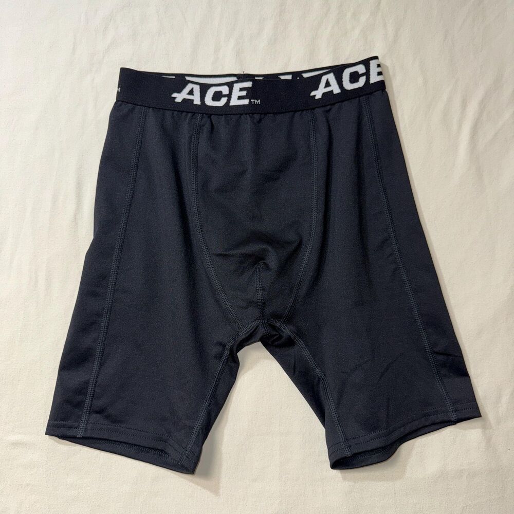 Ace Black Compression Shorts Underwear Sport Teen Cup Pocket Protection Athletic